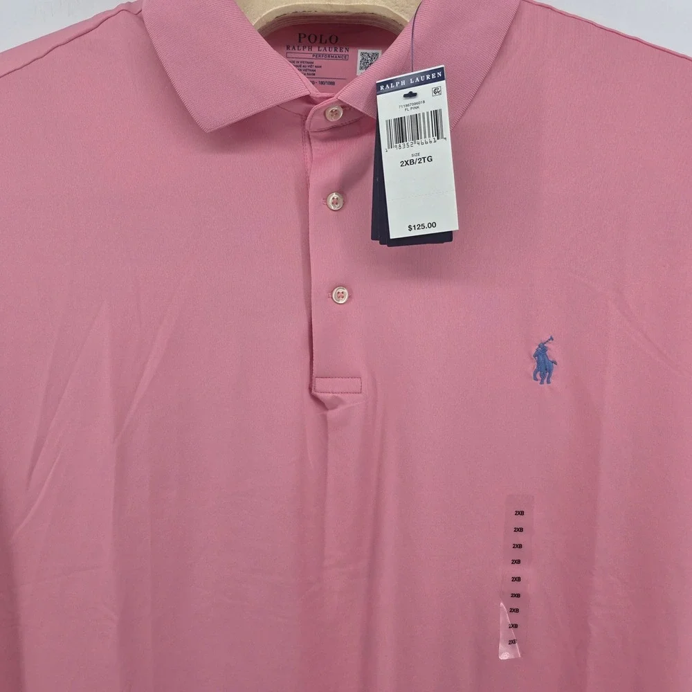 NWT Polo Ralph Lauren Polo Mens 2XB Performance Recycled Pink Classic Golf Sport